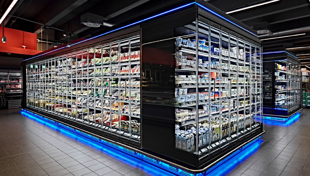 refrigerated cabinets, roller blind systems, glasscovers